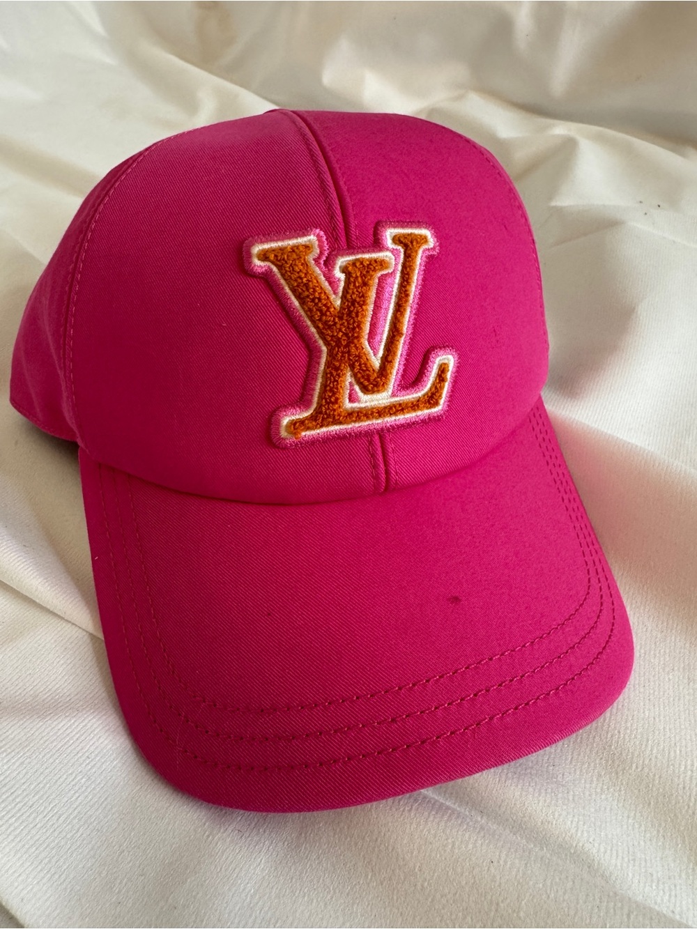 Louis Vuitton Fuchsia Cap with Orange LV Patch